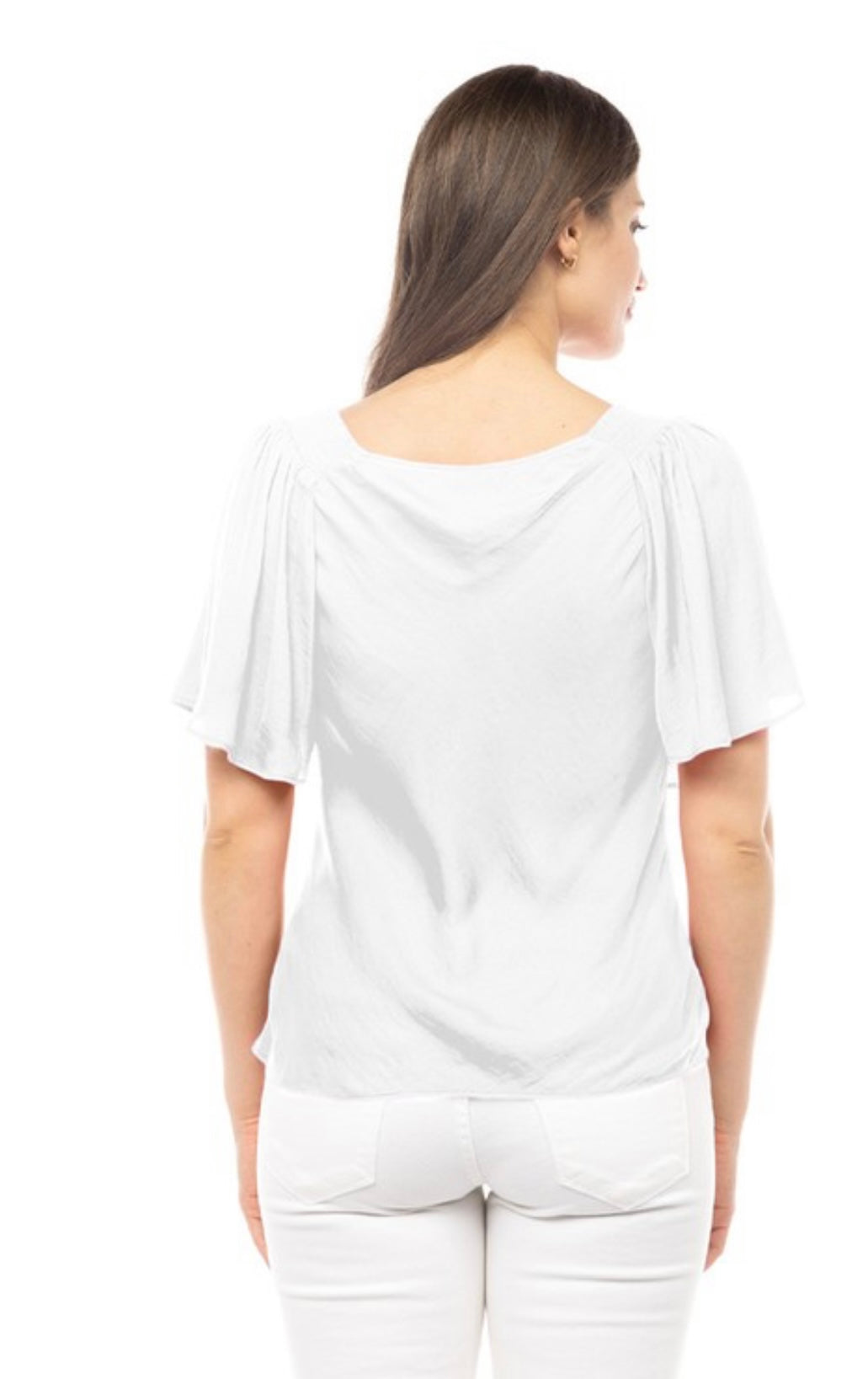Gema Silk Butterfly Sleeves Blouse-White