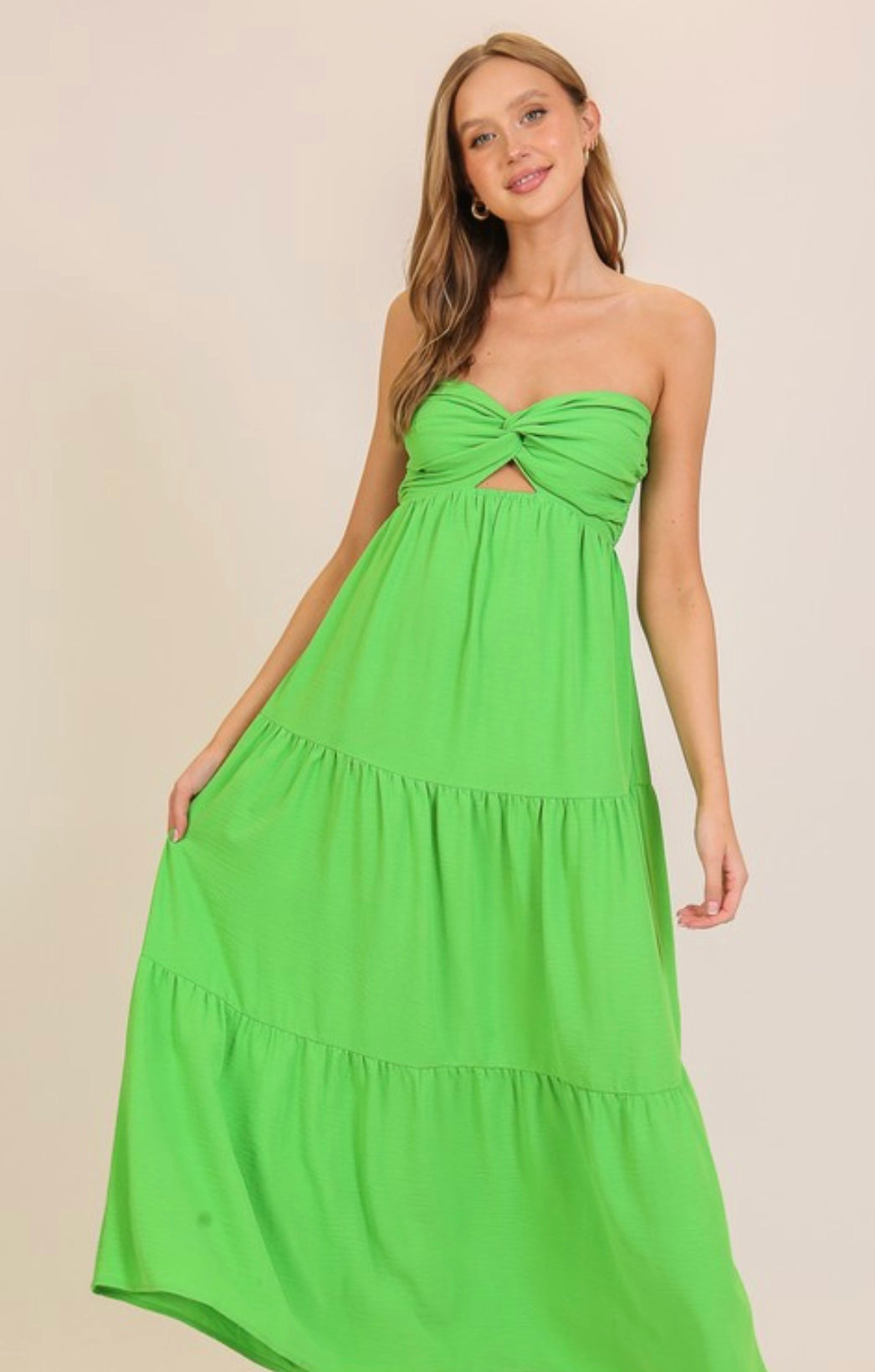 Luciana Strapless Sexy Back Maxi Dress-Emerald
