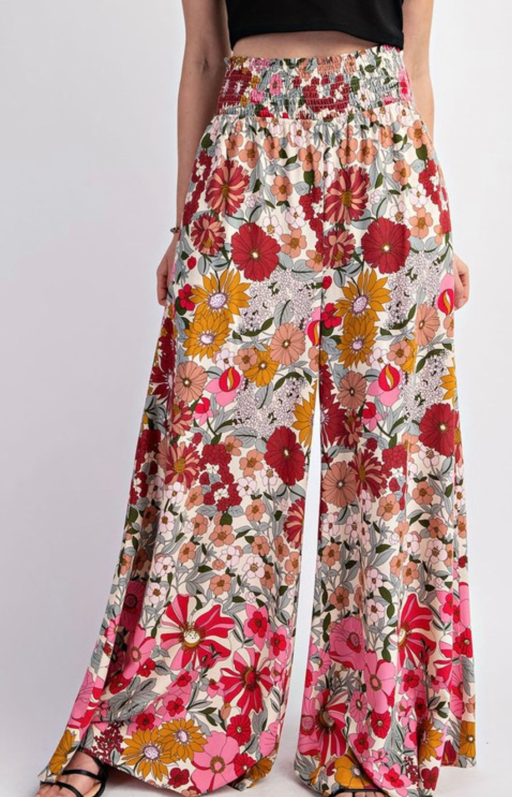 Spring Garden Print Palazzo Pants