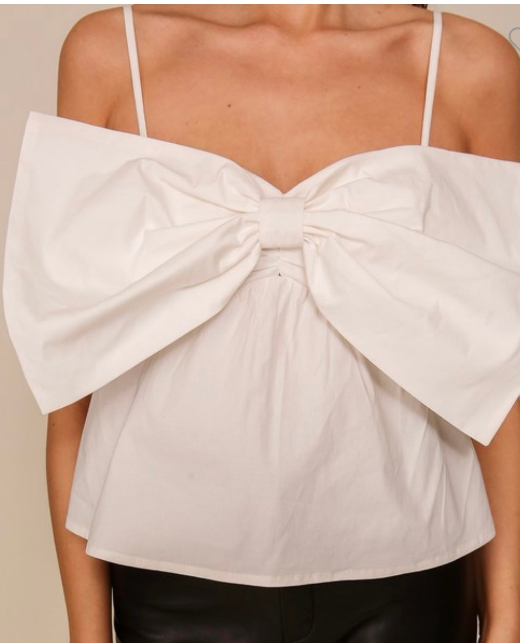 Mega Bow Poplin Top- White