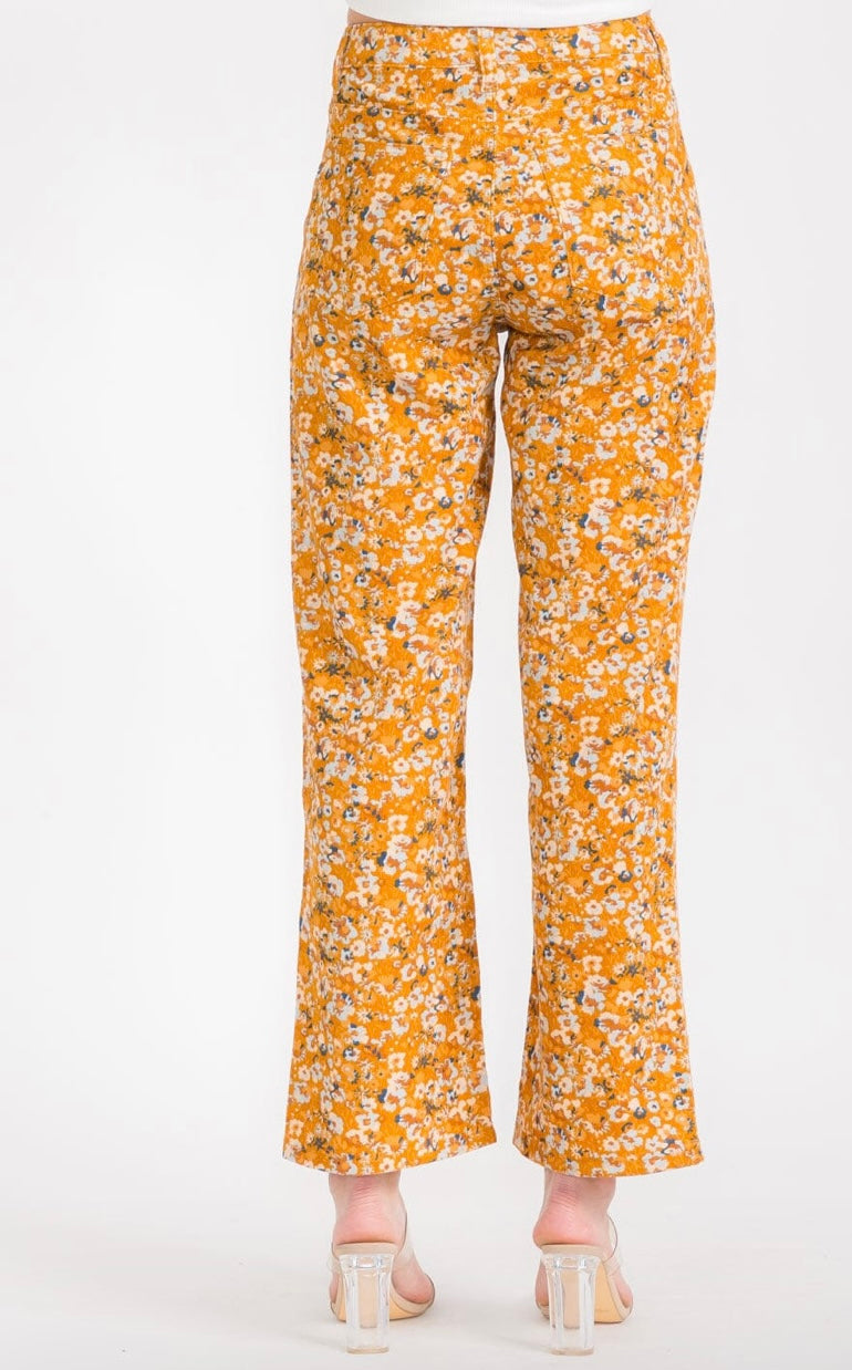 Daisy Print Light Corduroy Pants