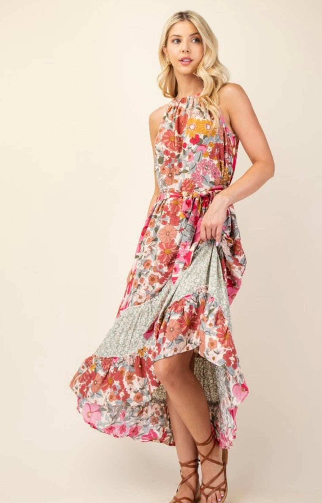 Spring Print High Low Dress
