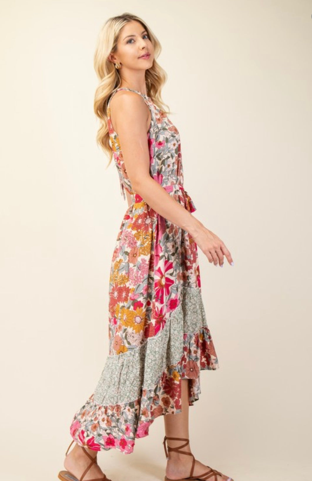 Spring Print High Low Dress