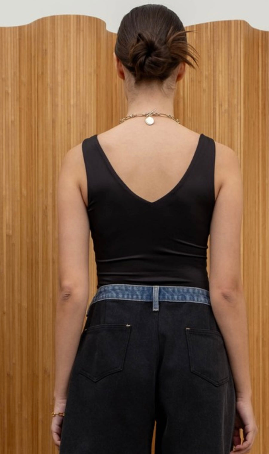 Kim V Neck Bodysuit- Black