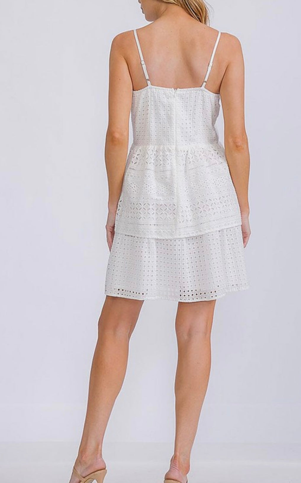Bianca Eyelet White Ruffle Dress