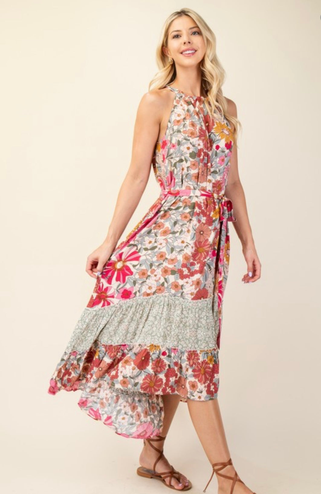 Spring Print High Low Dress