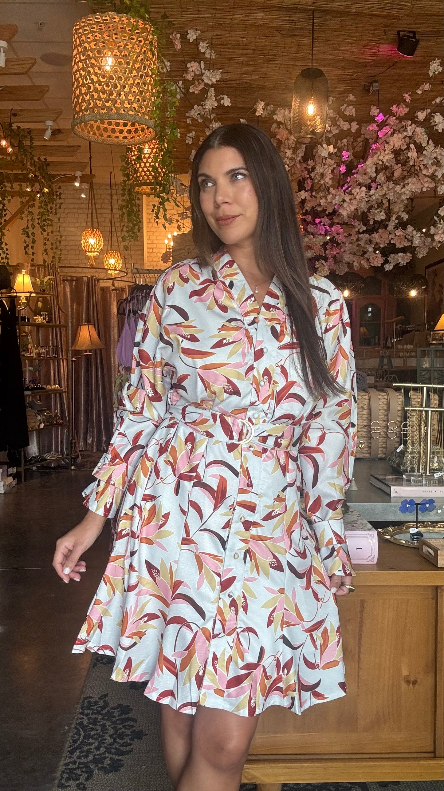 Francesca Abstract Print A Line Dress