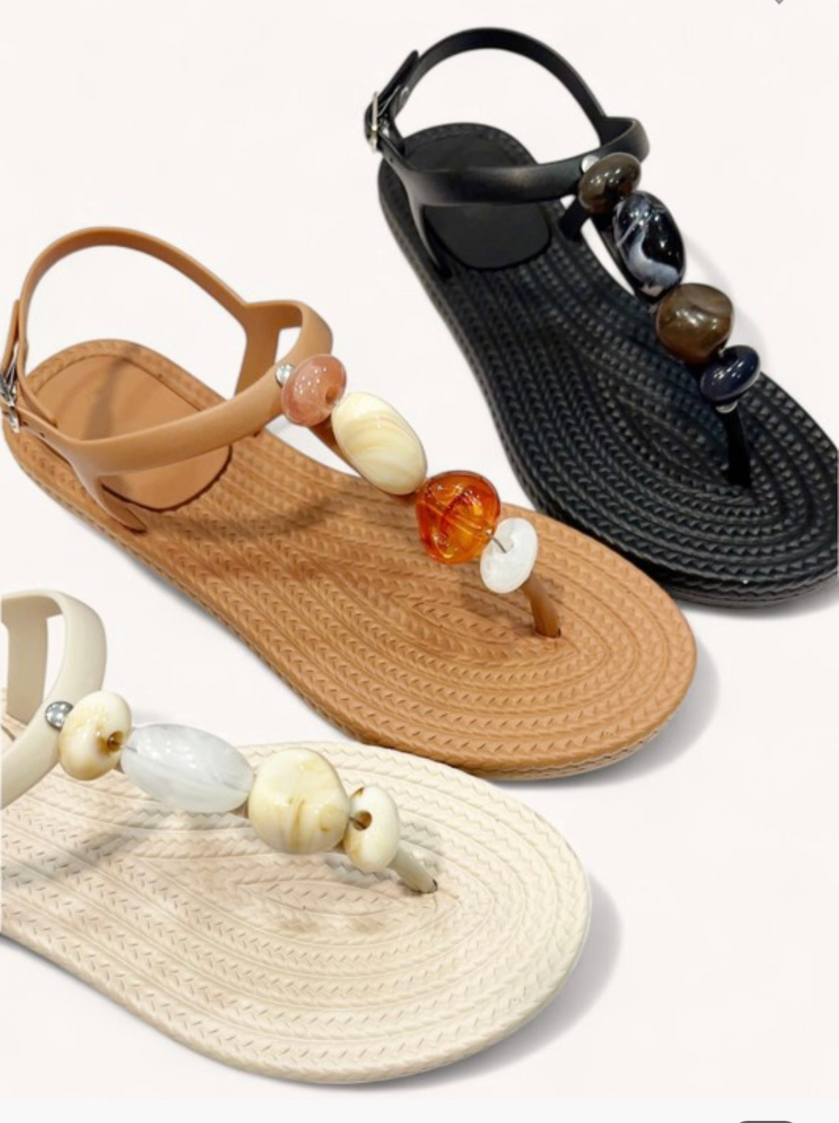 Gaia Stones Rubber Sandals- Black