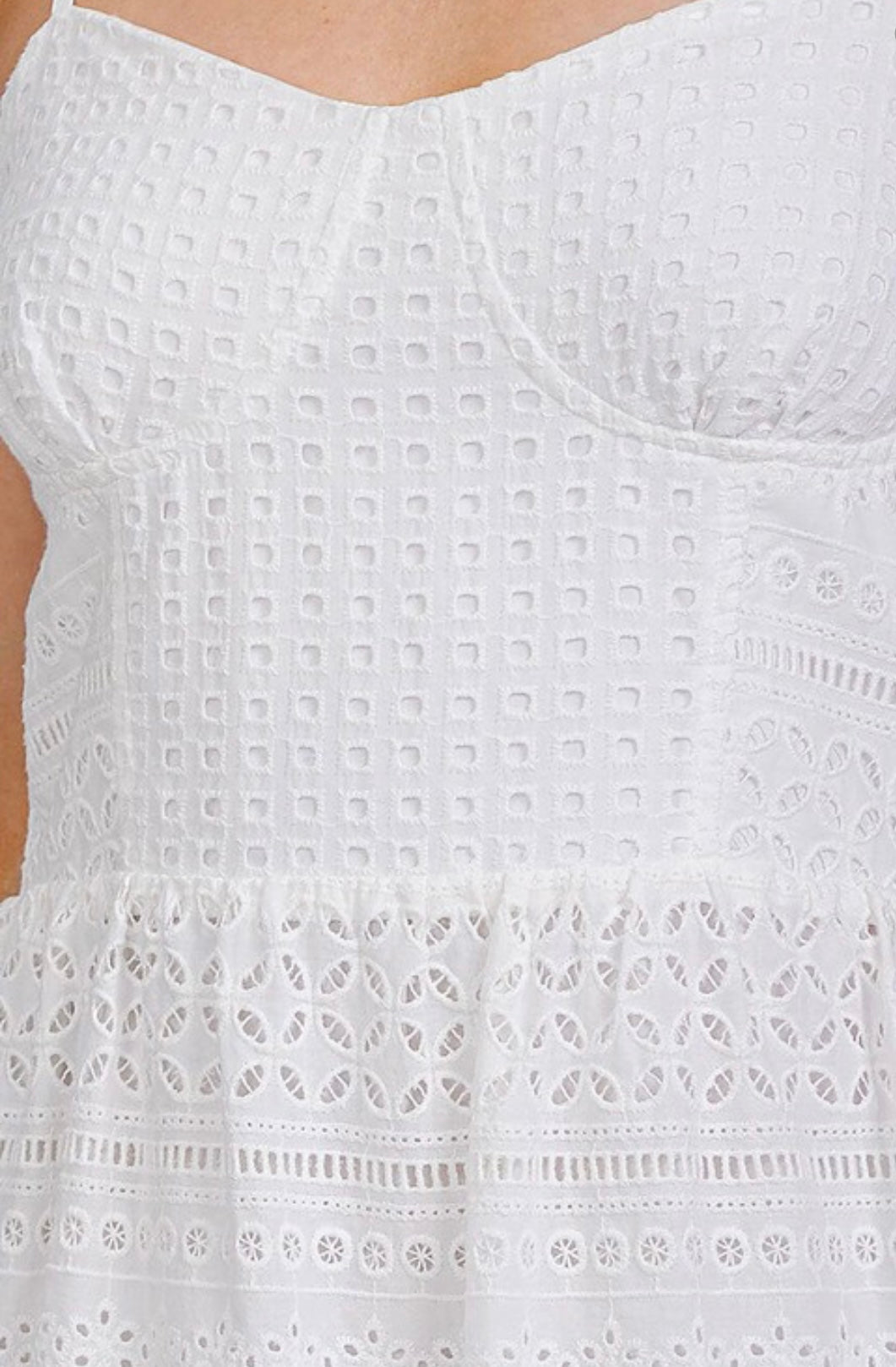 Bianca Eyelet White Ruffle Dress