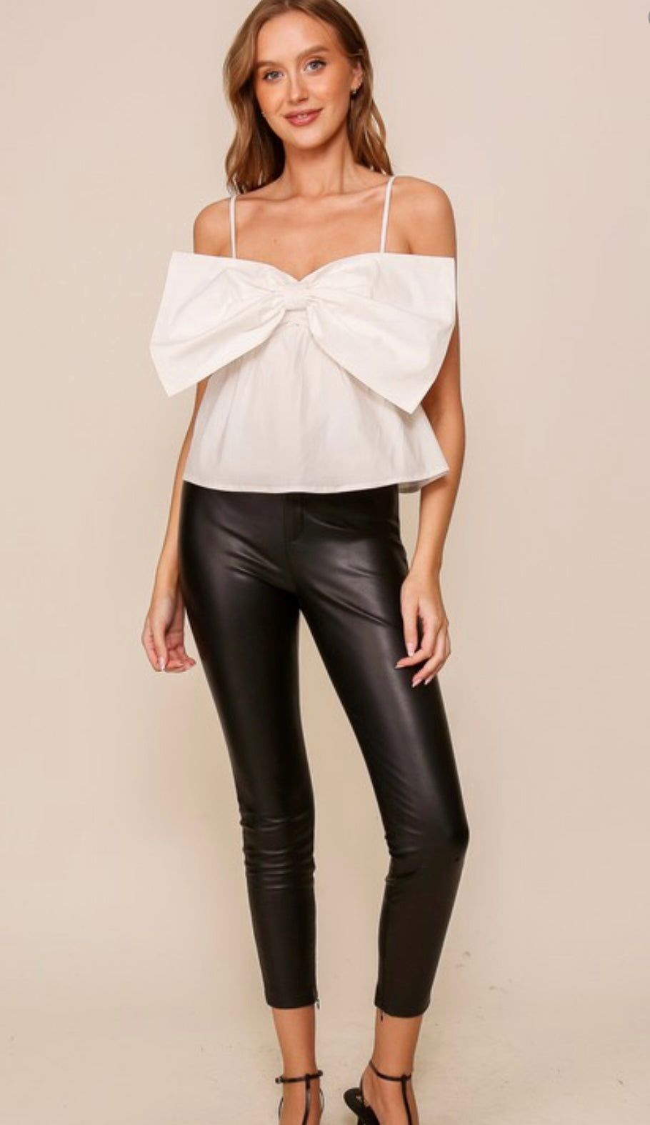 Mega Bow Poplin Top- White