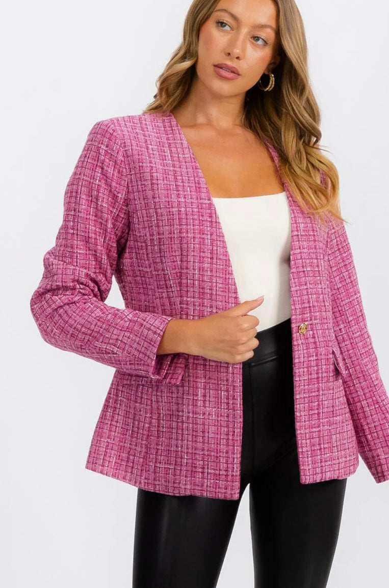 Rocío Tweed Pink Blazer