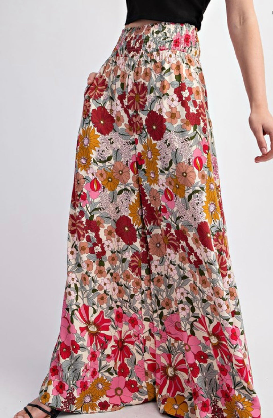 Spring Garden Print Palazzo Pants