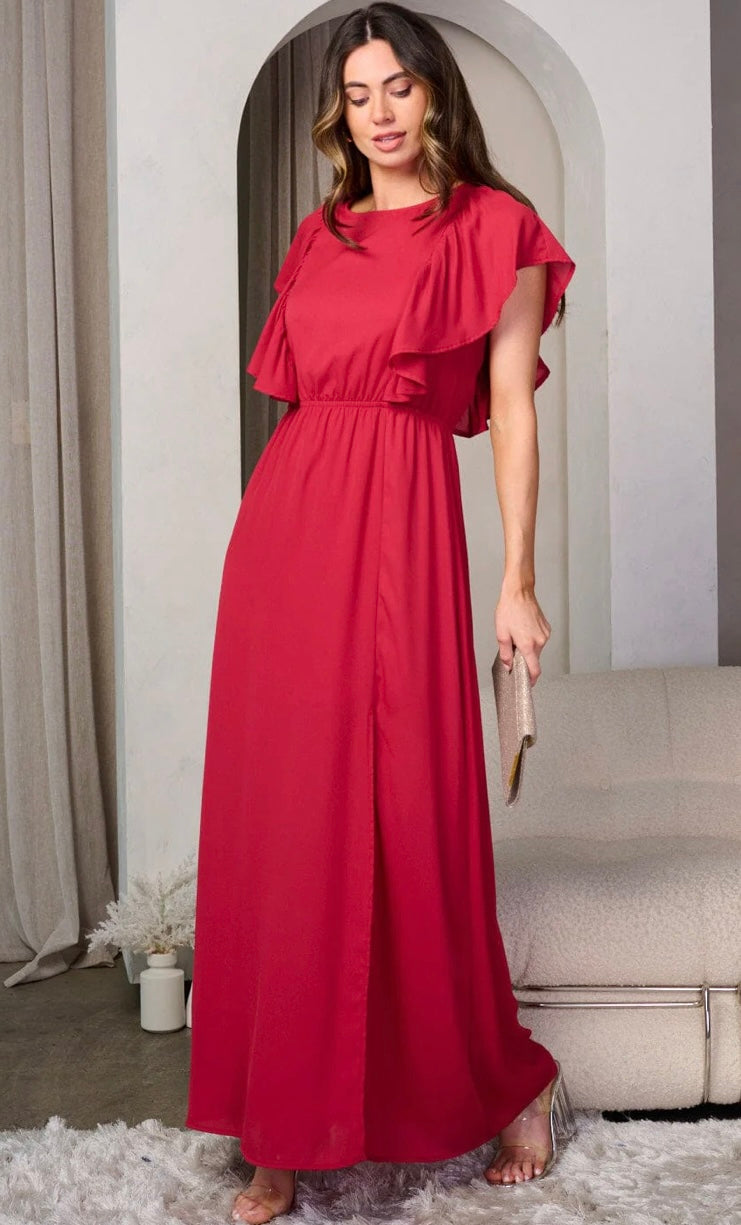 Amina Red Wine Formal Dress