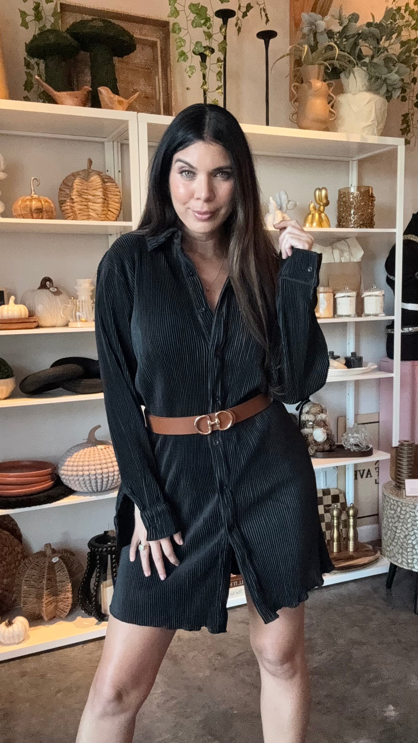 Karina Shirt Dress- Black