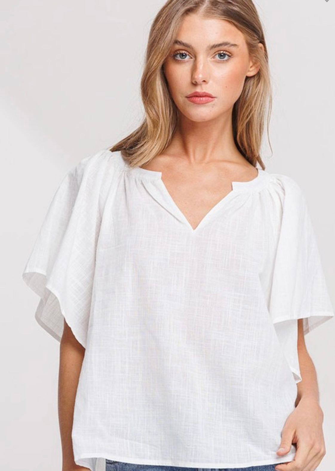 Camelia Top Butterfly Sleeves- White