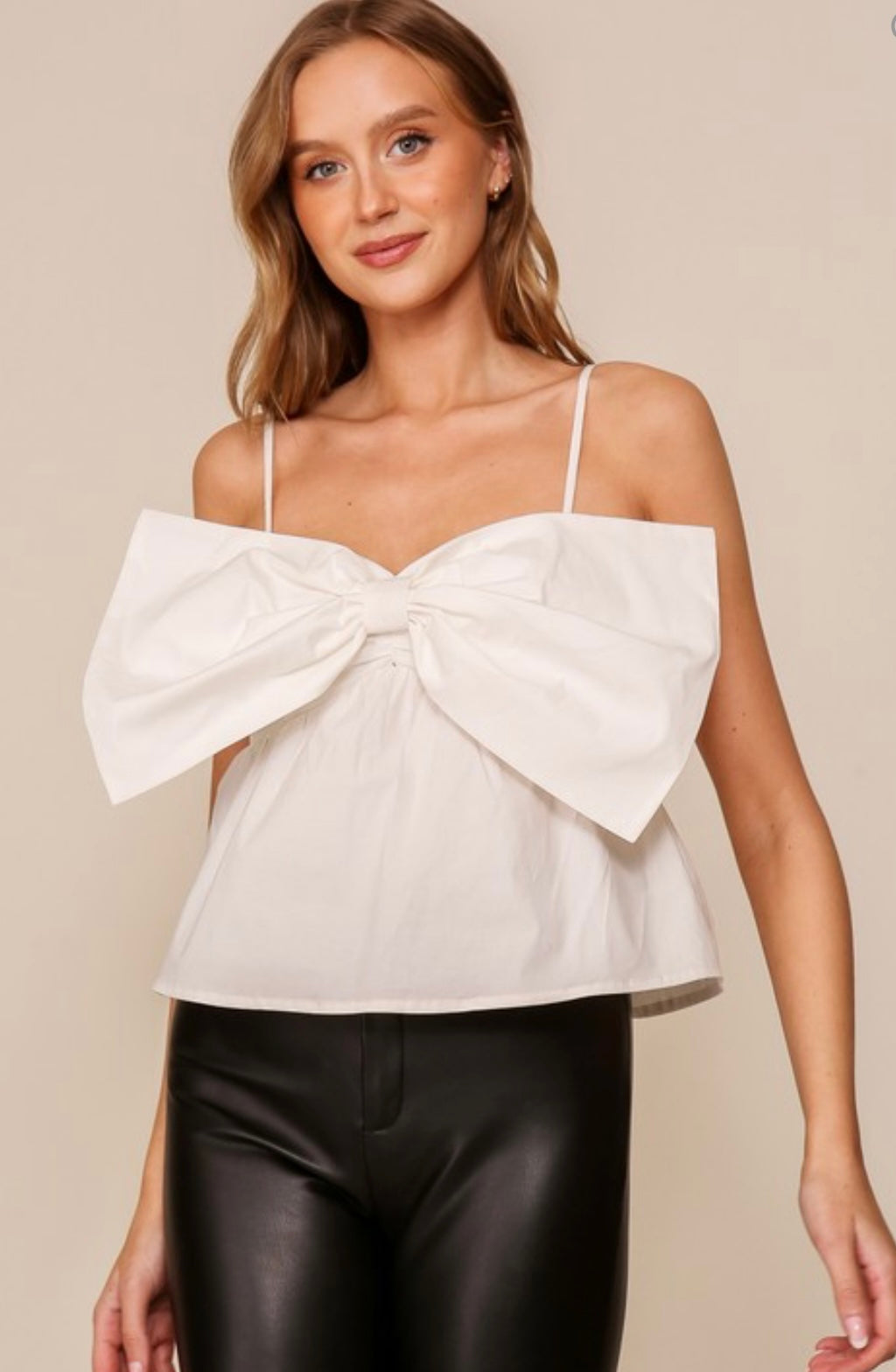 Mega Bow Poplin Top- White