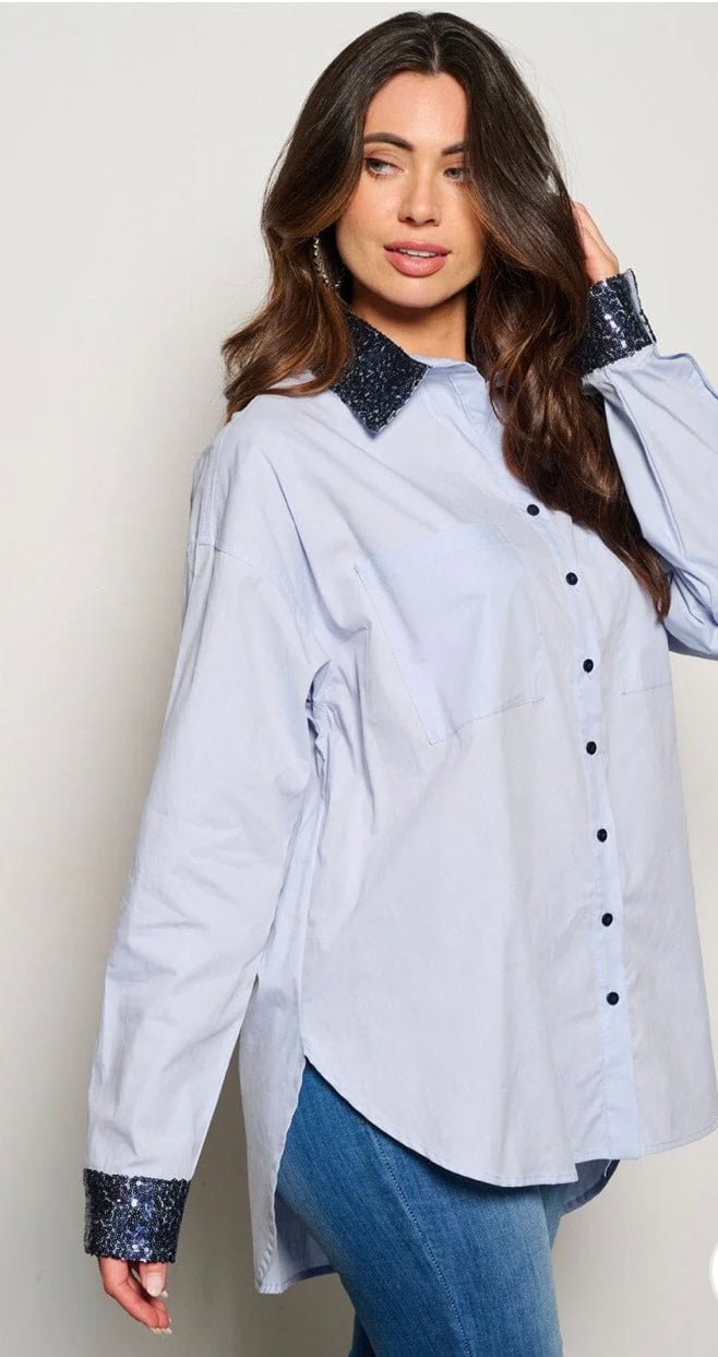 Fireworks Tunic Shirt Sequins Neckline