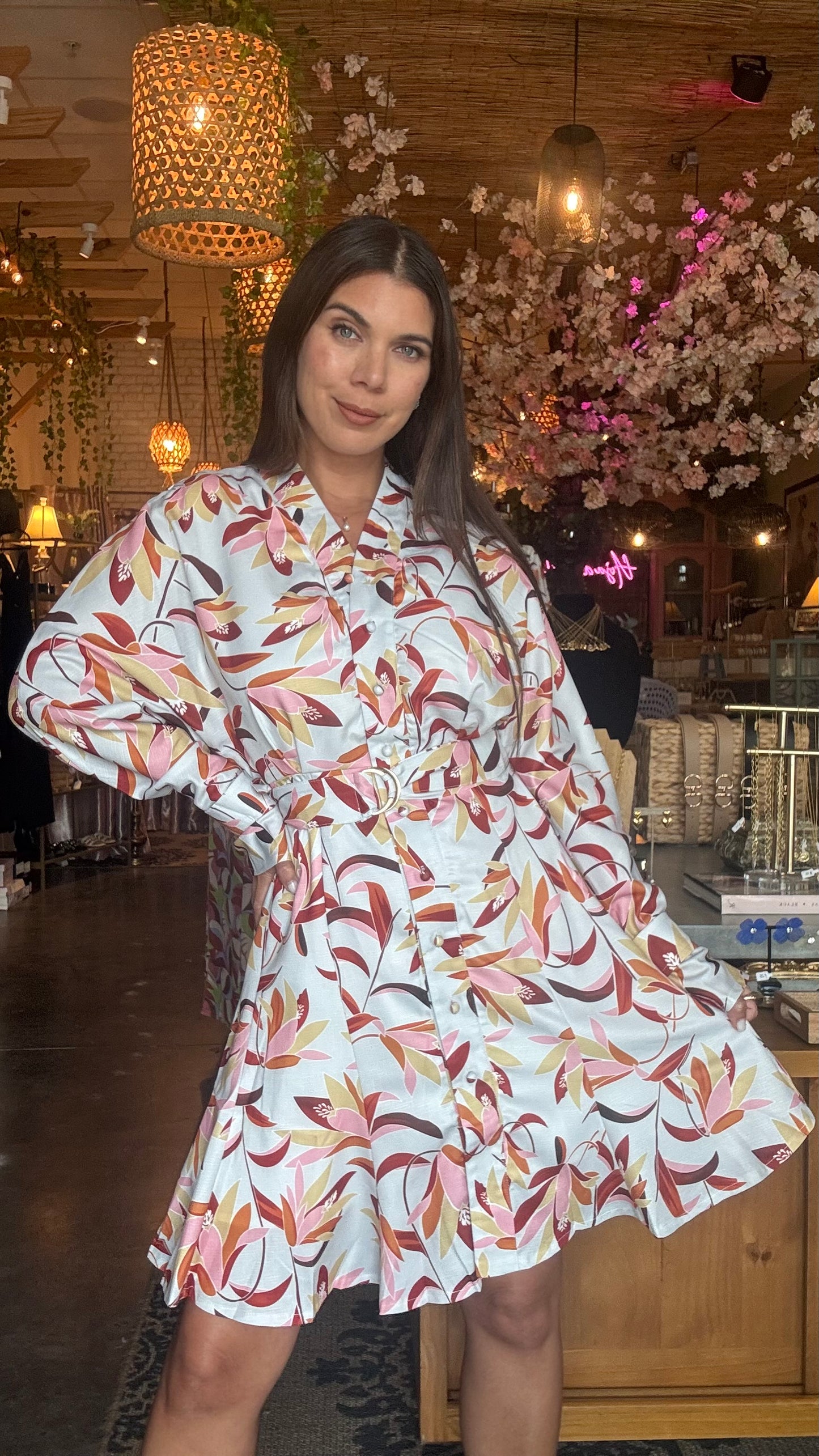 Francesca Abstract Print A Line Dress