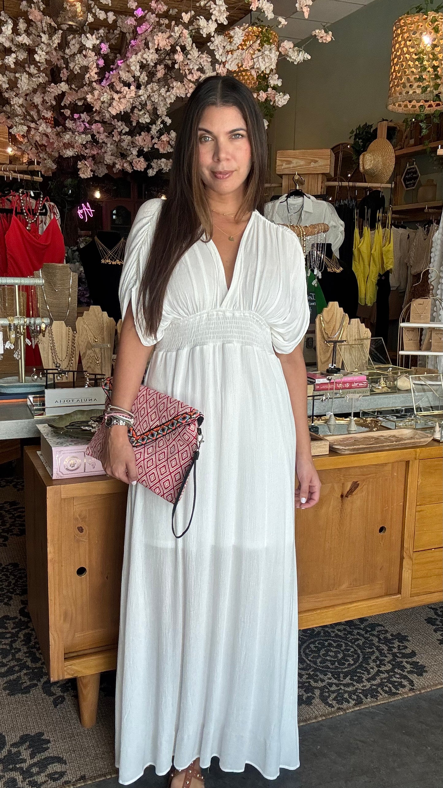 Carmela White Maxi Dress- White