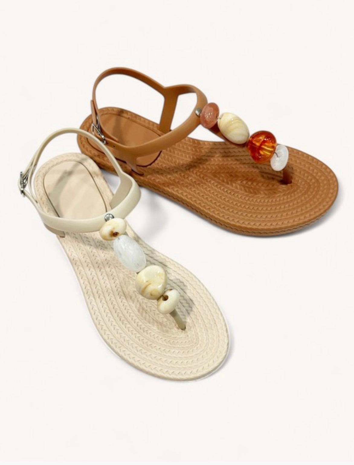 Gaia Stones Rubber Sandals- Butter