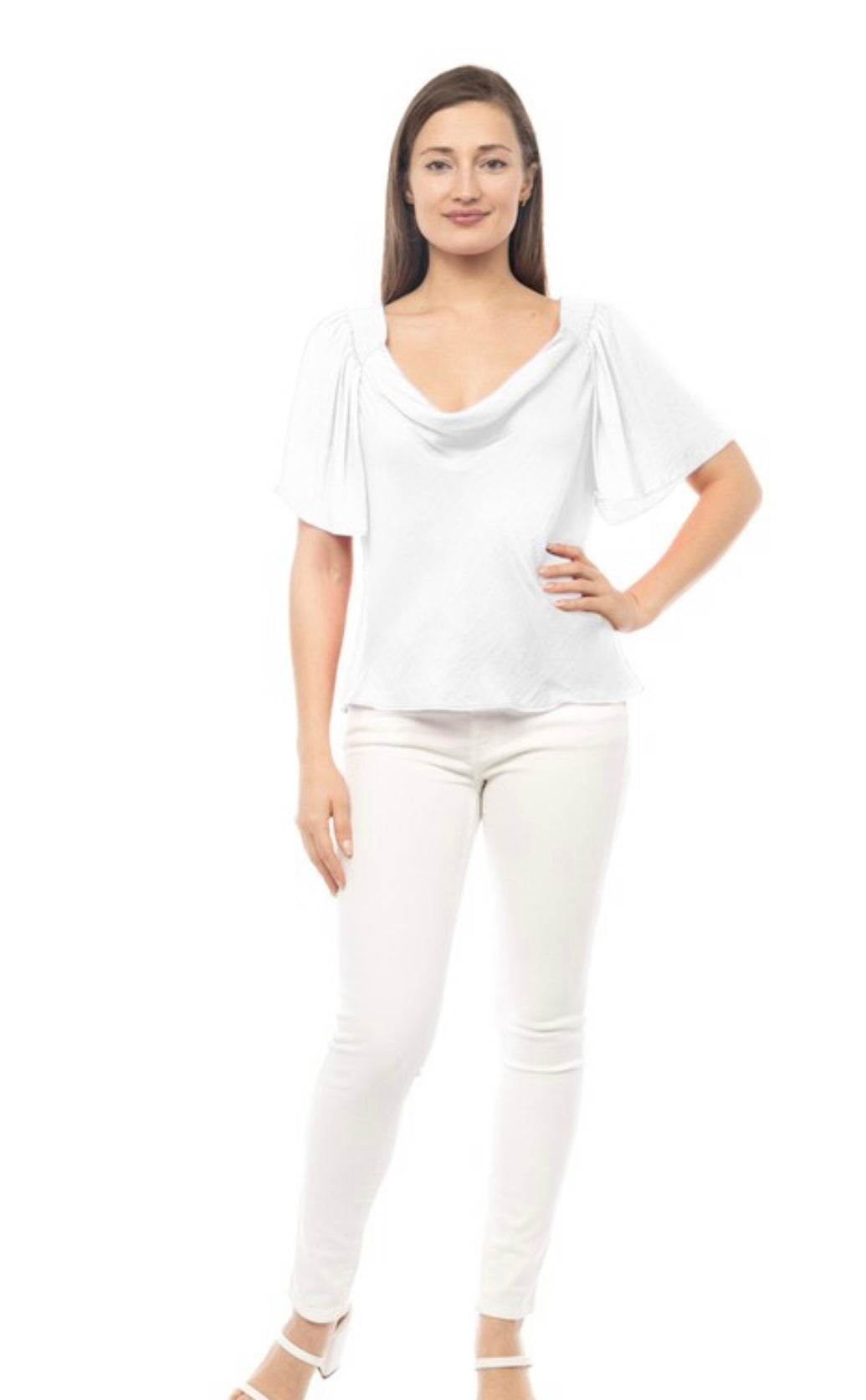 Gema Silk Butterfly Sleeves Blouse-White