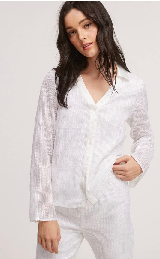 Snow White Button Down Sequins Shirt