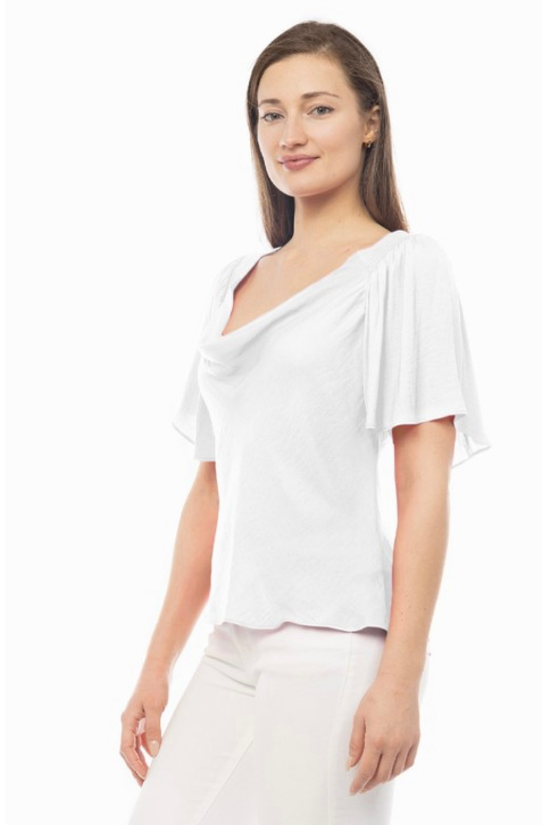 Gema Silk Butterfly Sleeves Blouse-White
