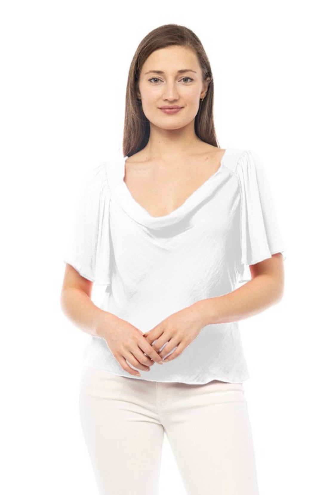 Gema Silk Butterfly Sleeves Blouse-White