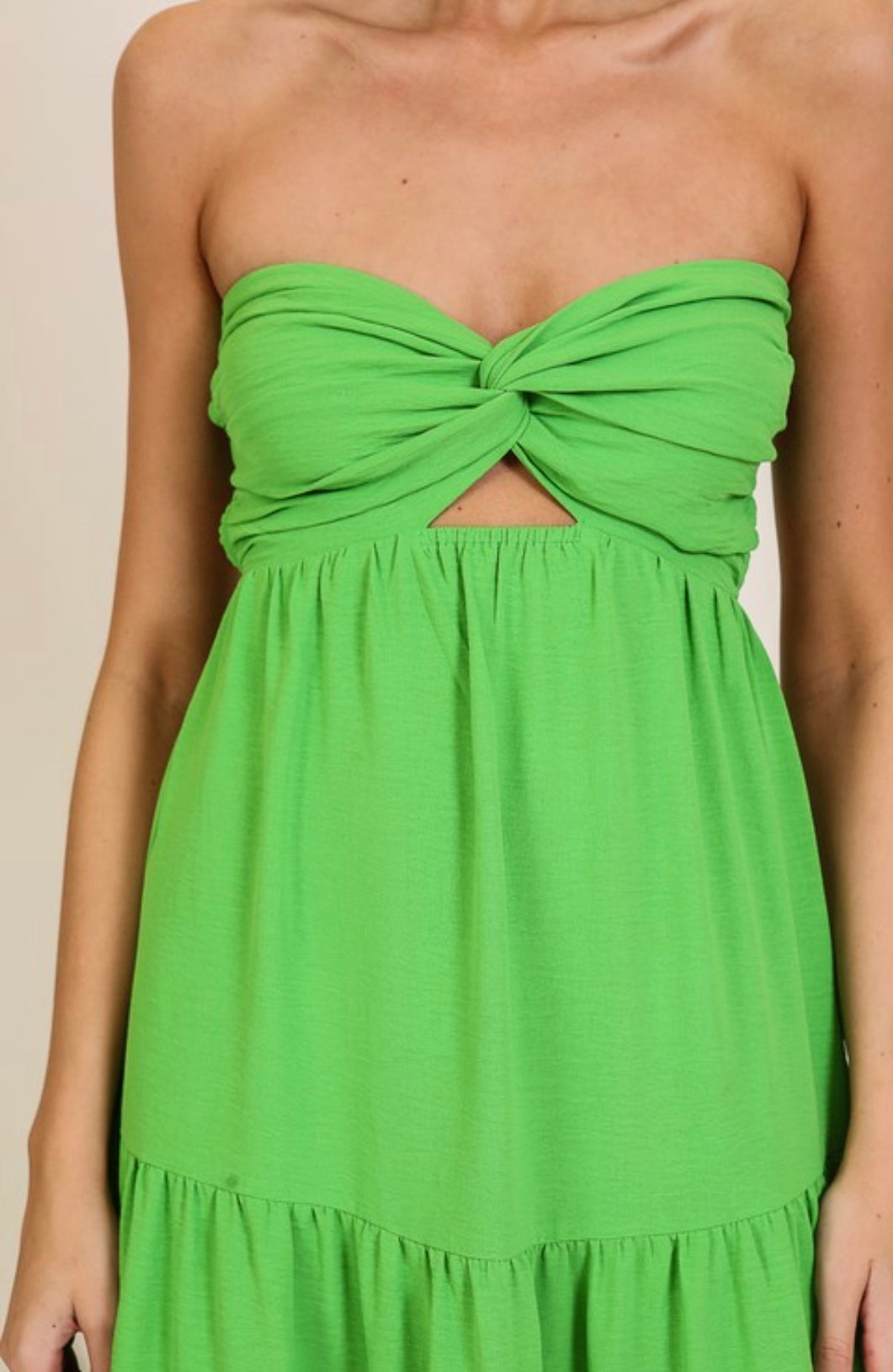 Luciana Strapless Sexy Back Maxi Dress-Emerald