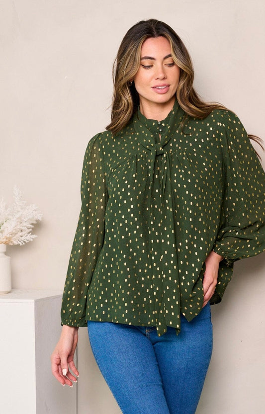 Bea Metallic Details Blouse