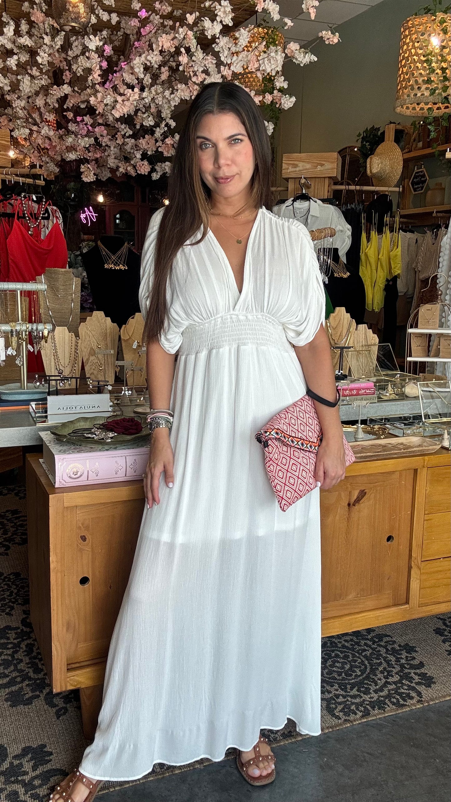 Carmela White Maxi Dress- White