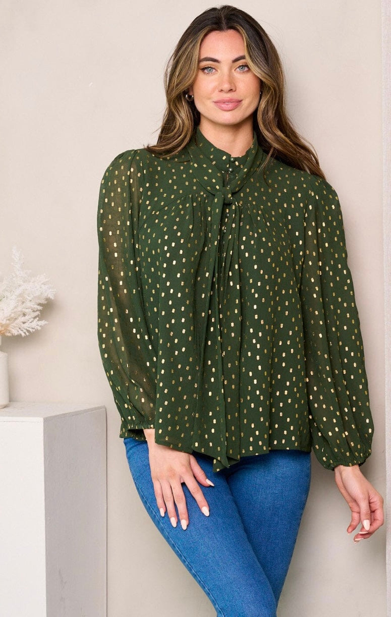 Bea Metallic Details Blouse