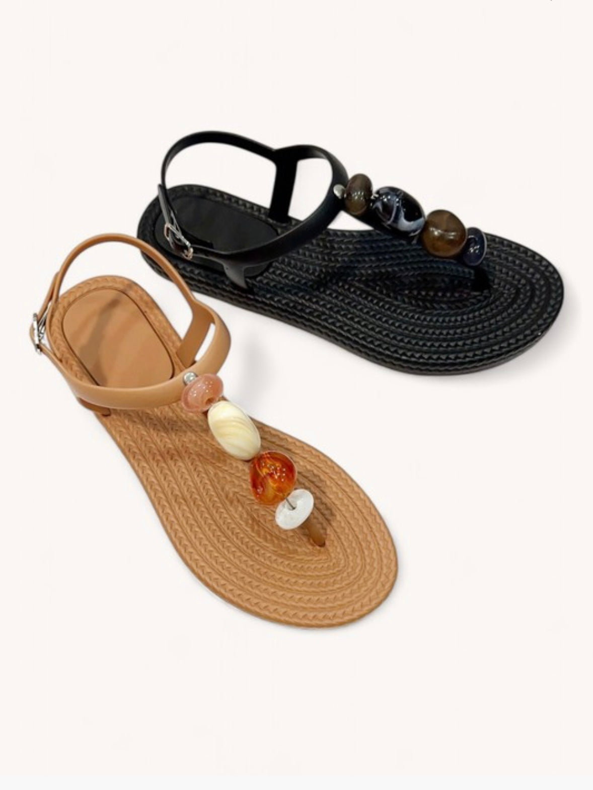 Gaia Stones Rubber Sandals- Mocha