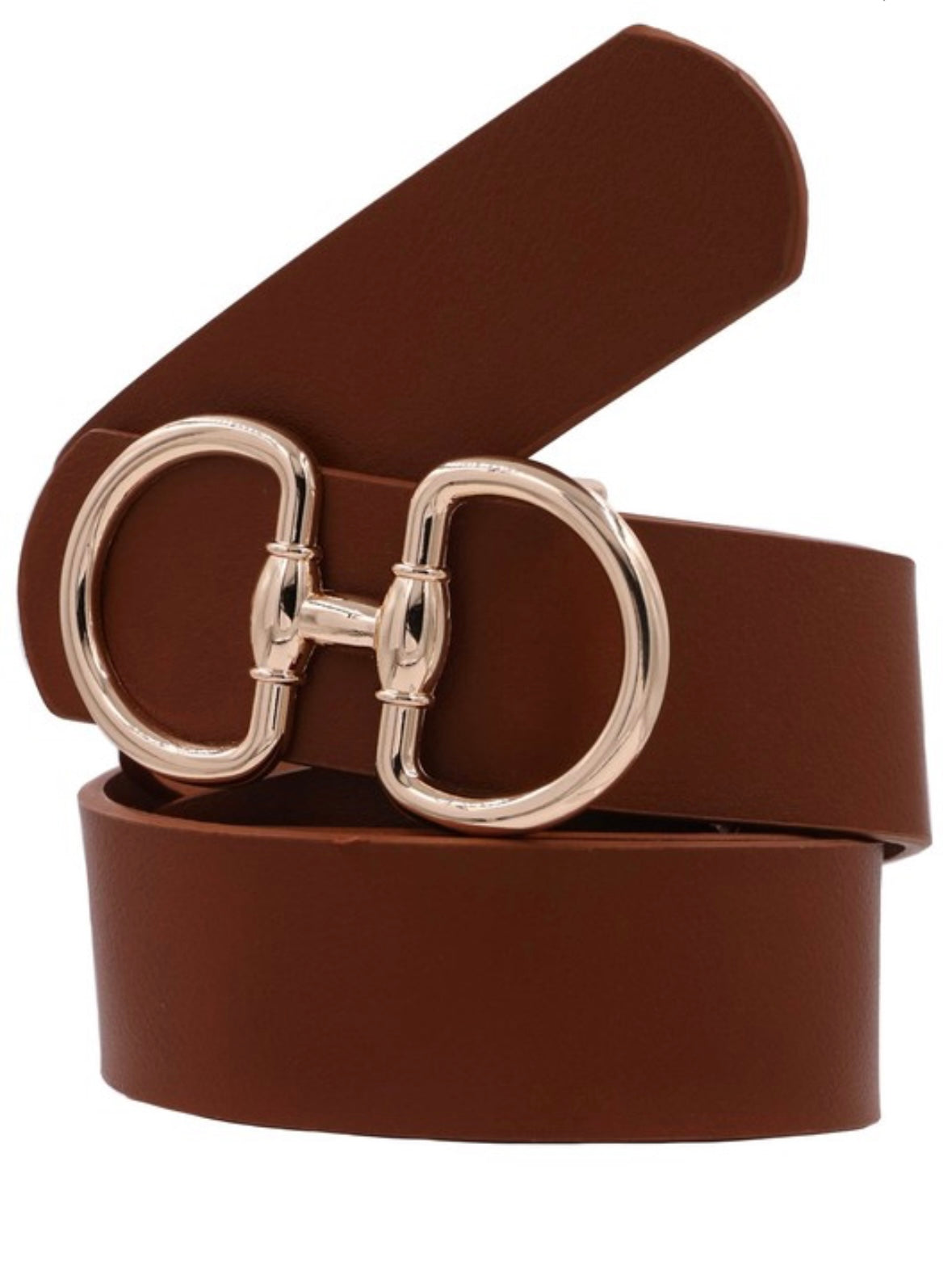 Juliette Classic Gold Buckle Belt- Cognac