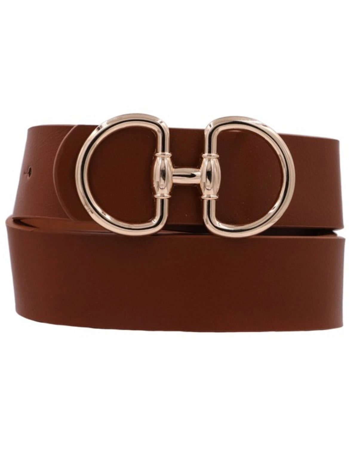 Juliette Classic Gold Buckle Belt- Cognac
