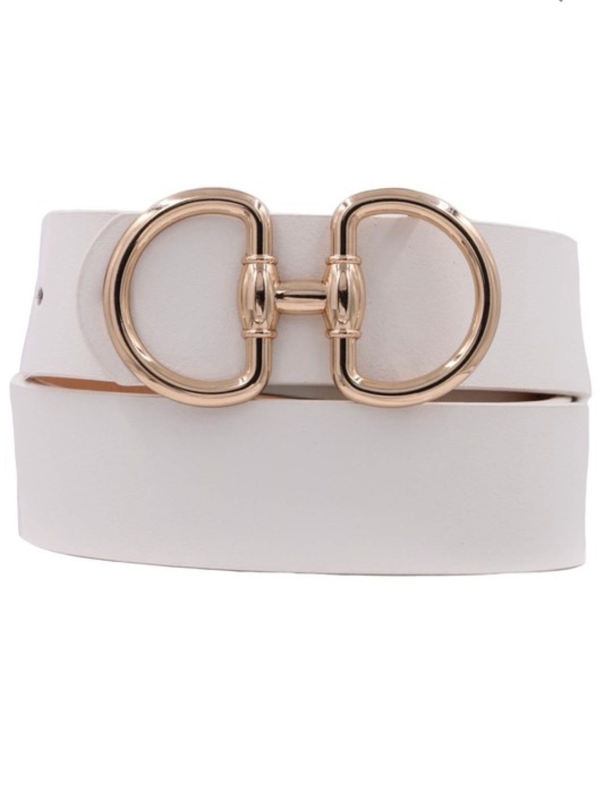 Juliette Classic Gold Buckle Belt- White