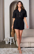 Pia Eyelet Romper Black