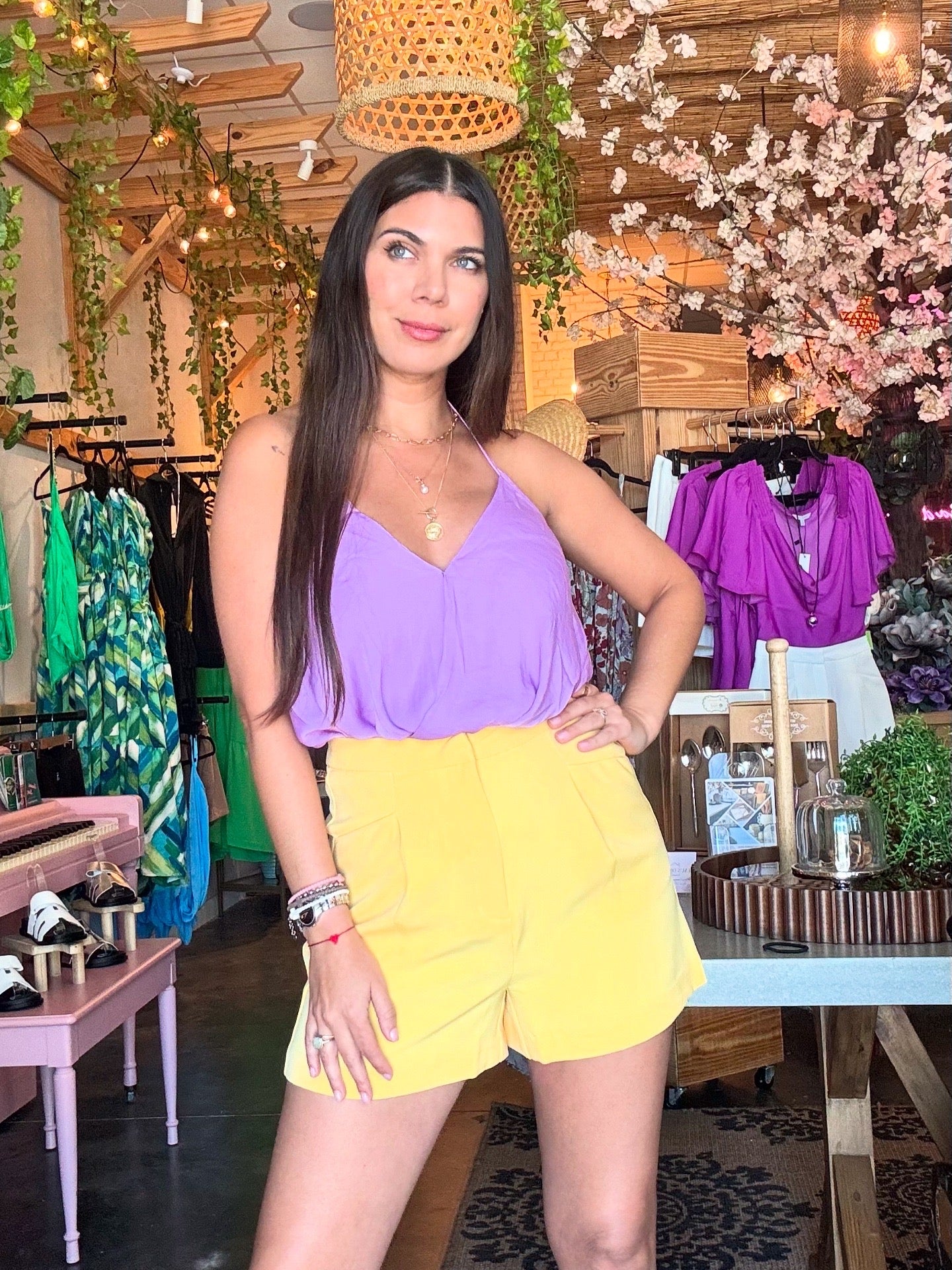 Bora Bora Silk Halter Top- Lilac