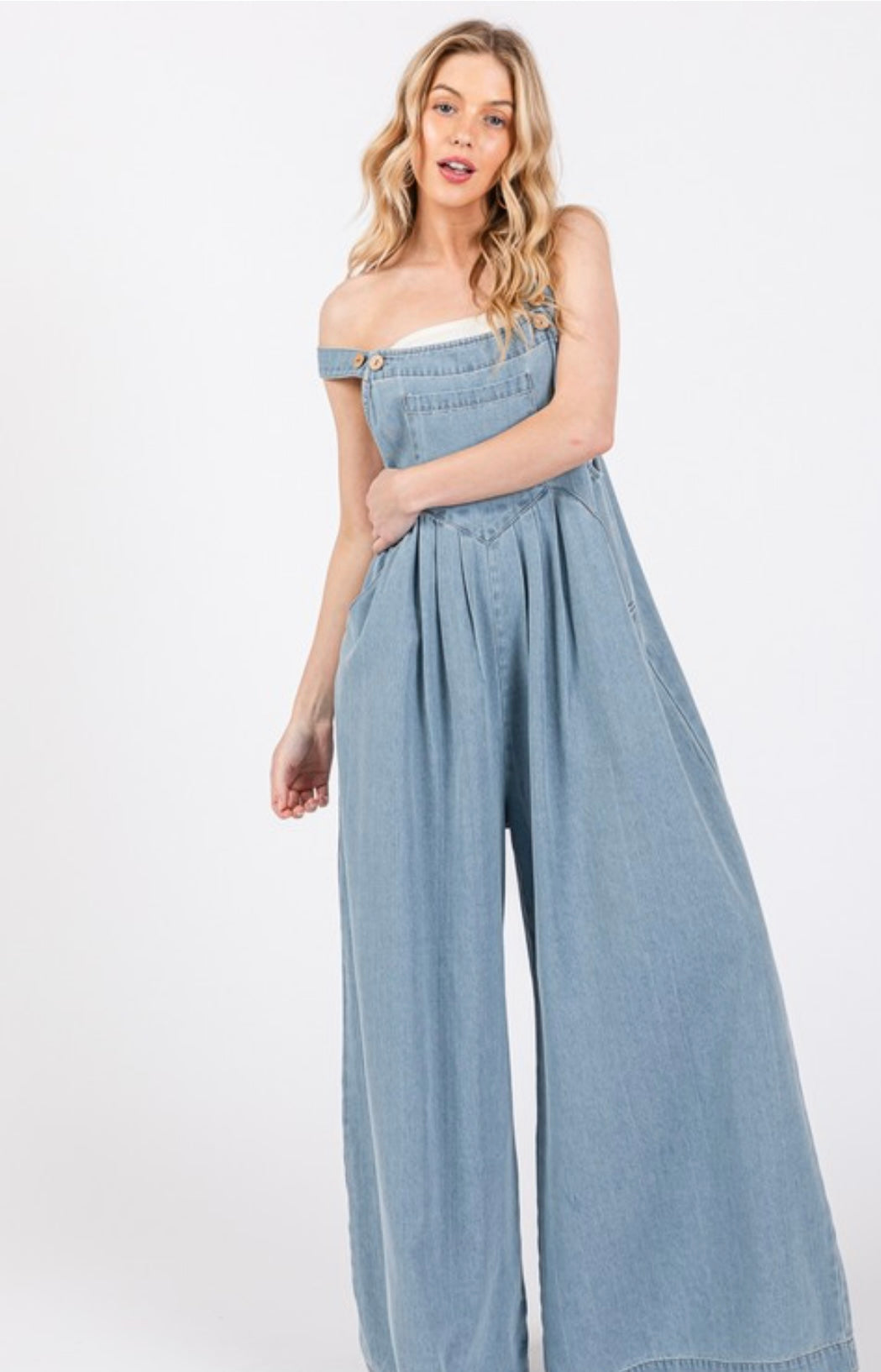 Riva Palazzo Light Denim Jumpsuit