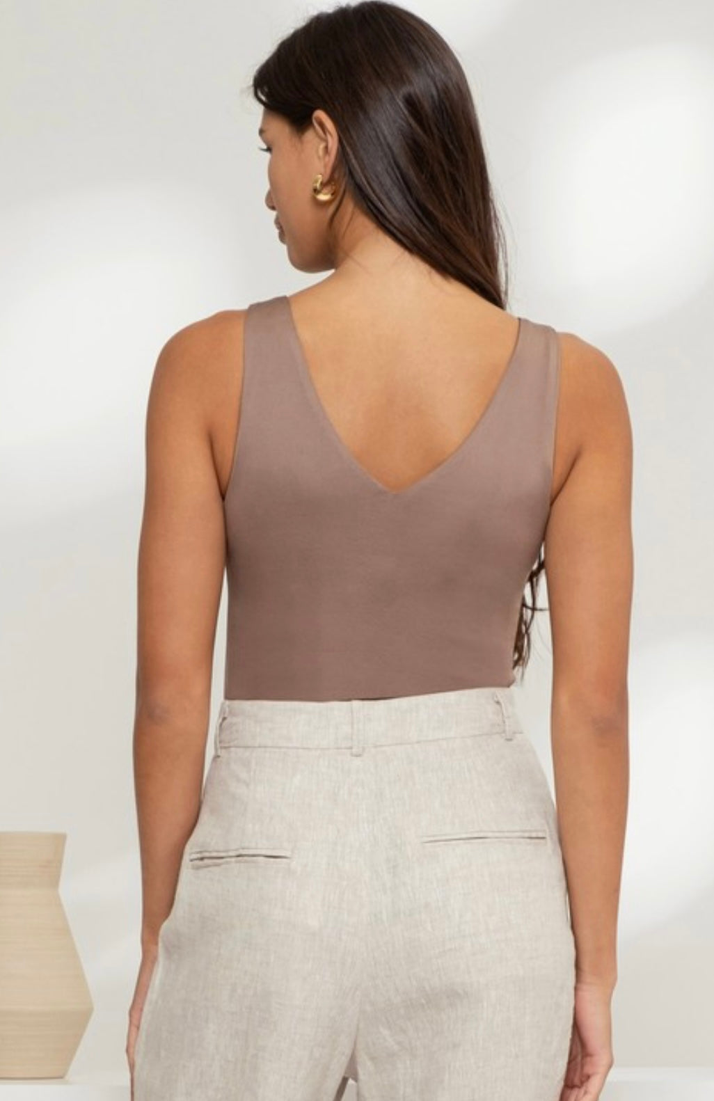 Kim V Neck Bodysuit- Mocha