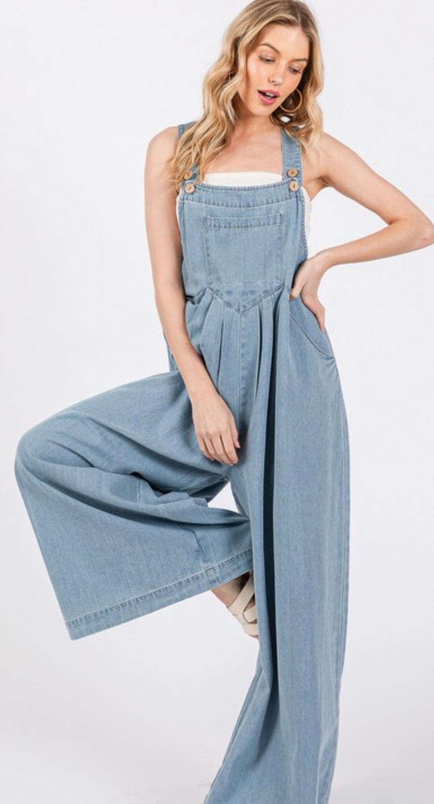 Riva Palazzo Light Denim Jumpsuit