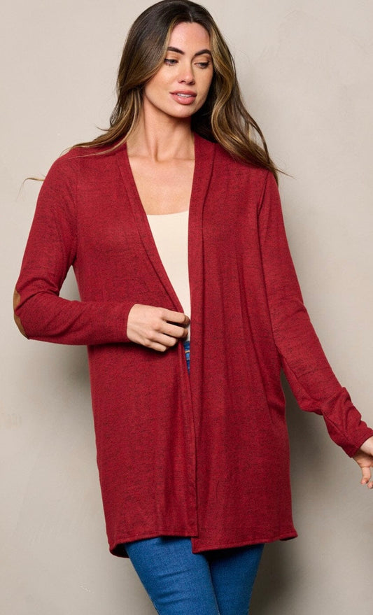 Lara Long Sleeve Patch Elbow Burgundy