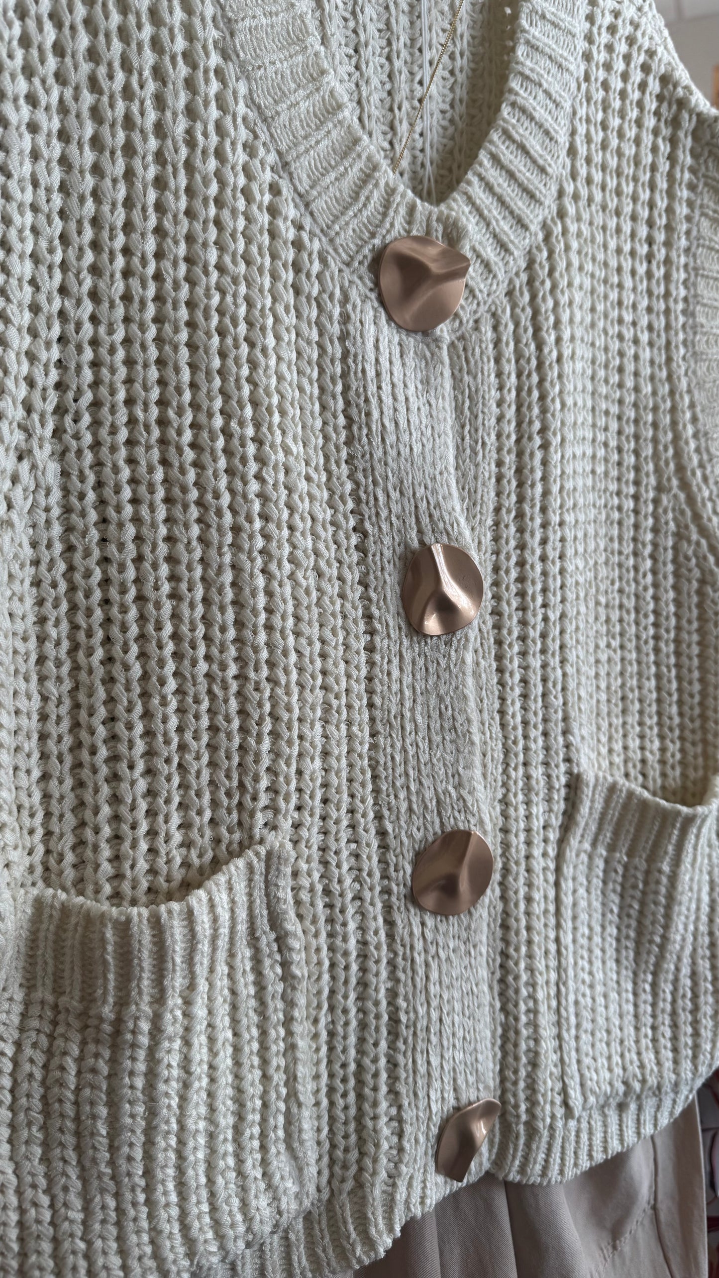 Carla Oversized Buttons Crochet Vest