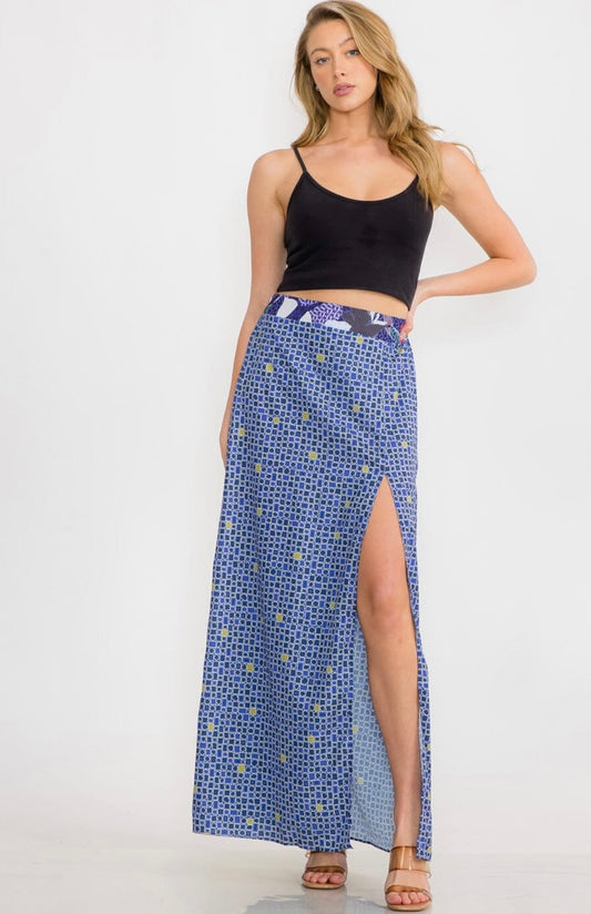 Vera Print Maxi Skirt Side Slit