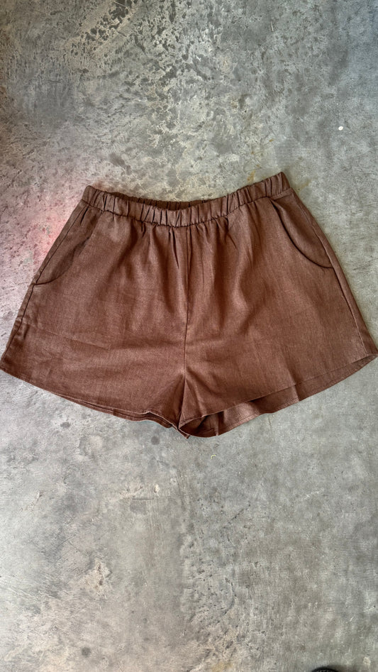 Chocolate Linen Shorts