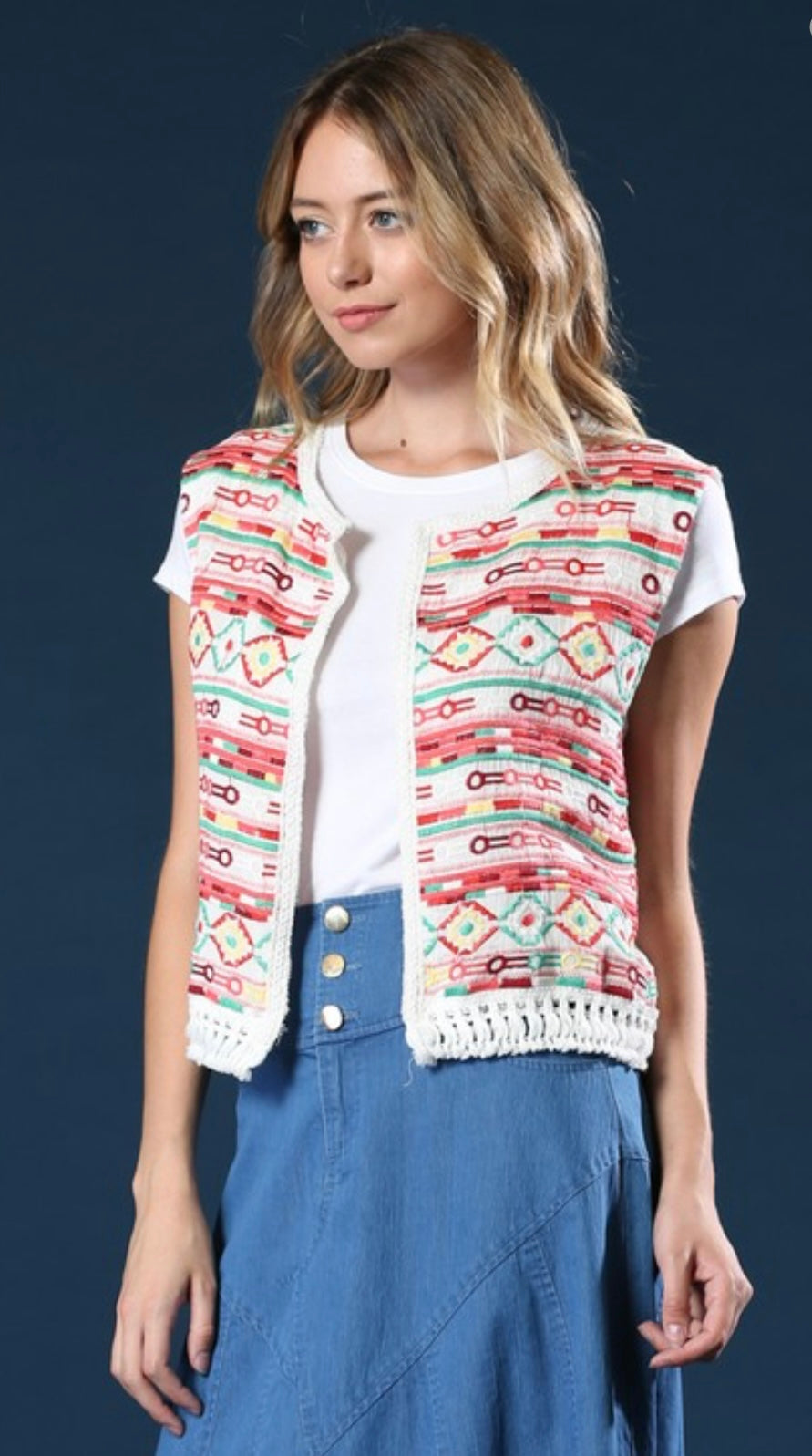 Boho Chic Tassels Vest- Beige