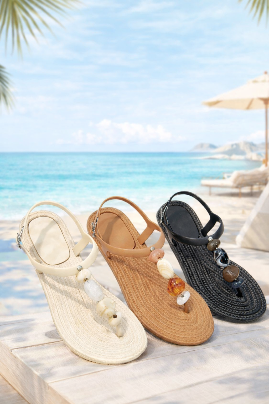 Gaia Stones Rubber Sandals- Onix