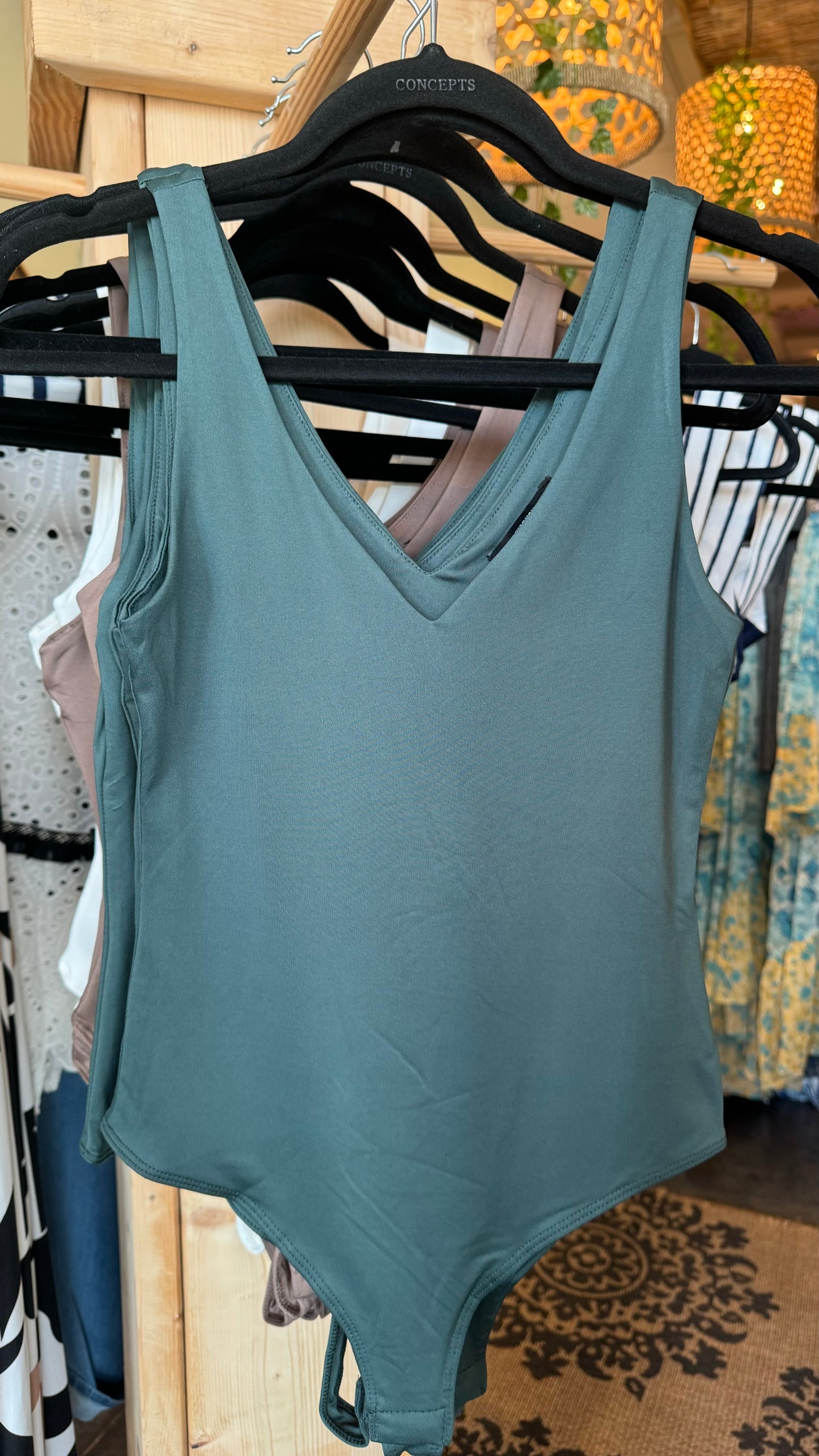 Kim V Neck Bodysuit- Teal