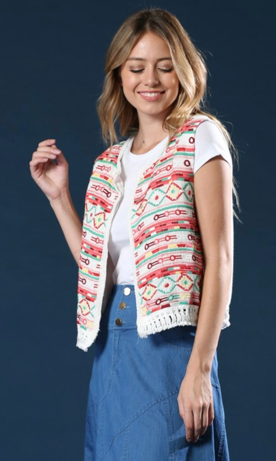 Boho Chic Tassels Vest- Beige