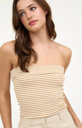 Helena Strapless Stripes Mocha/ Ivory Tube Top